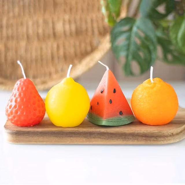 Kingsbury Gifts Set of 4 Multicolour Fruit Shaped Tabletop Candles