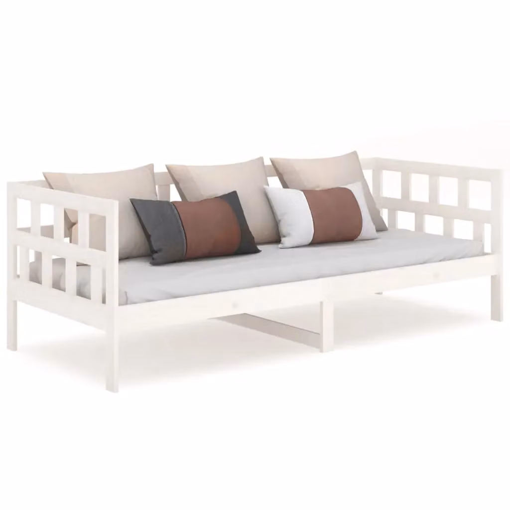 Berkfield Home Rustic White Solid Wood Pine Day Bed W/D/H: 190 x 90 x 0 cm – 2