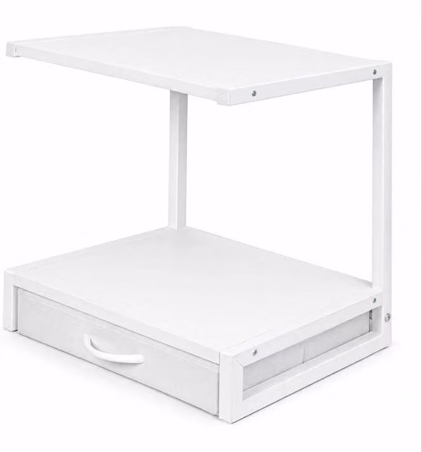 EONLION 2 Tier Printer Stand with Drawer in White