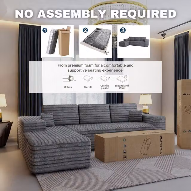 Sliding Wardrobes 4U Smart Left Corner Sofa in Grey