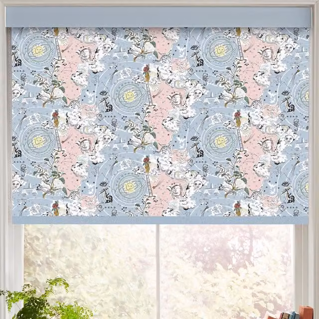 Cath Kidston Power To The Peaceful Made to Measure Roller Blind in Pink and Blue