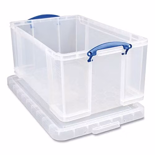 Really Useful Box 64 Litre Transparent Plastic Storage Box with Handles