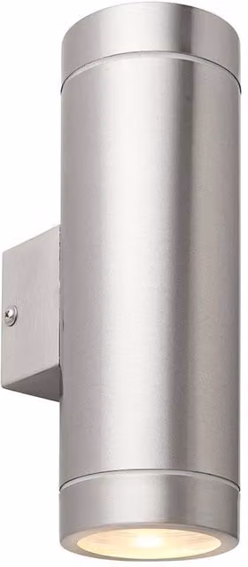 Netlighting Palin XL Outdoor Up Down Wall Lamp in Grey Brushed Stainless Steel and Clear Glass, IP44