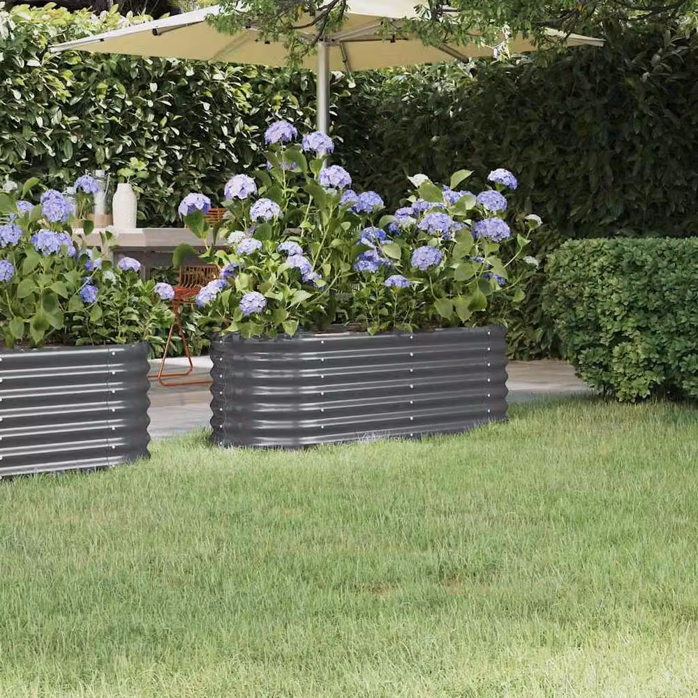 Berkfield Home Garden Anthracite Powder-coated Steel Raised Bed, W/D/H: 114 x 40 x 36 cm – 2