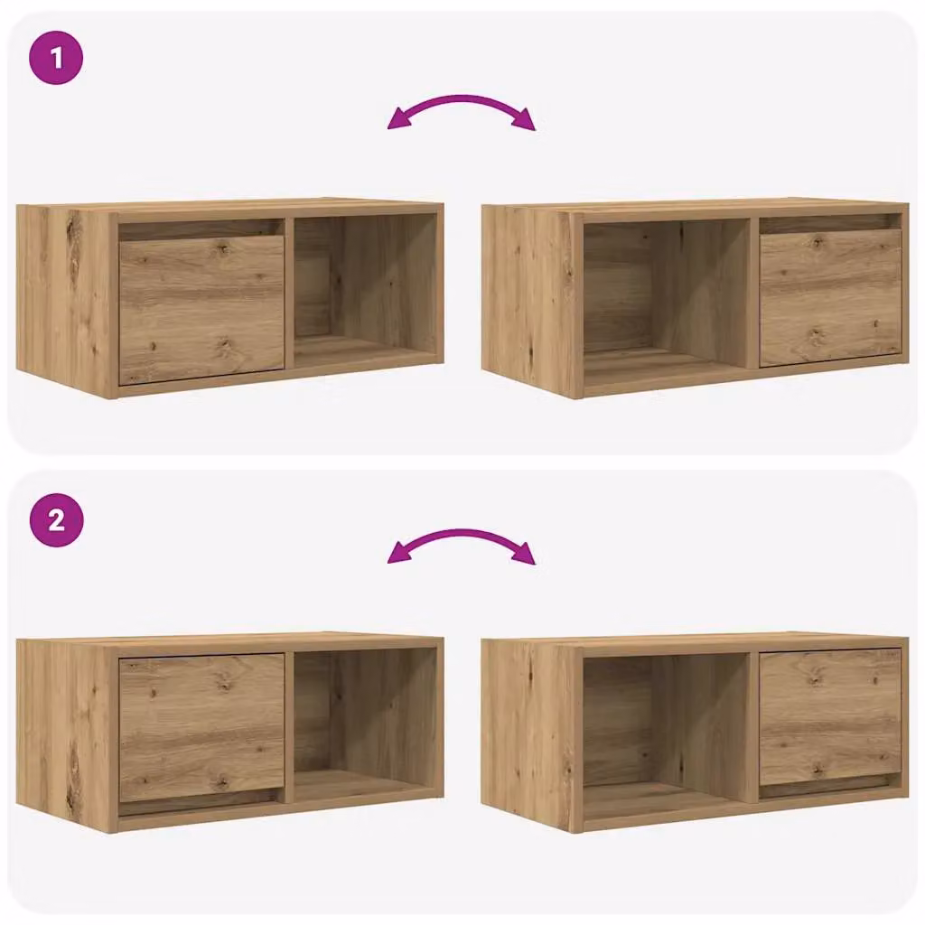 Berkfield Home Artisan Oak TV Cabinets, 2 Piece Set, Brown, W: 60 cm, D: 31 cm, H: 25.5 cm – 4