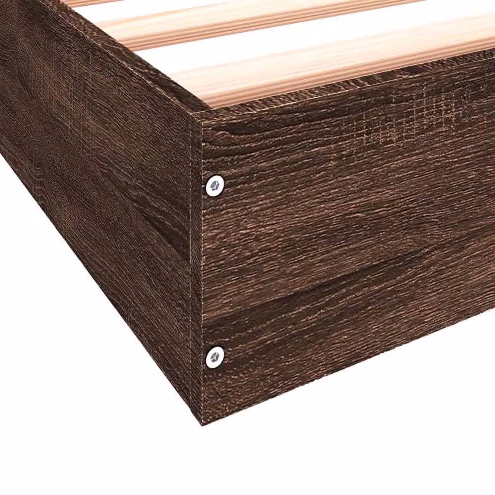 Berkfield Home Small Single Wood Bed Frame in Brown Oak, W: 75 cm, L: 190 cm – 5