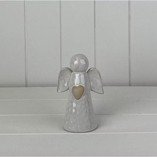 KDMD White Ceramic Angel Ornament for Christmas Tabletop Decoration