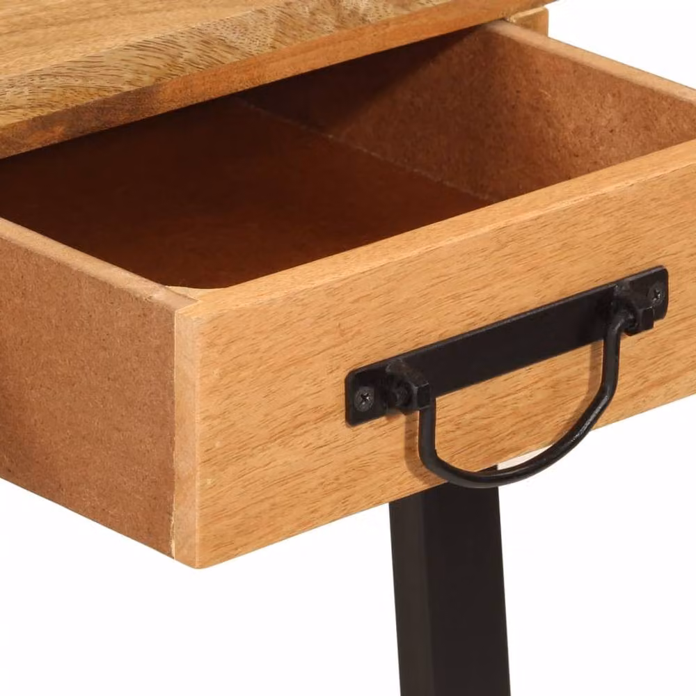 Berkfield Home Industrial Writing Desk in Brown Mango Wood and Metal, W/D/H: 105 x 55 x 70 cm – 3