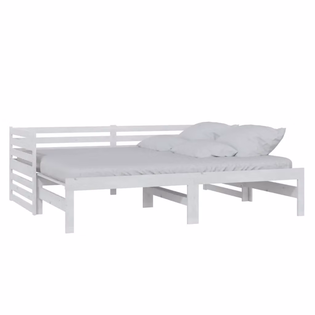 Berkfield Home White Solid Pinewood Pull-out Day Bed, W/D/H: 90 x 200 cm (2 units) – 2