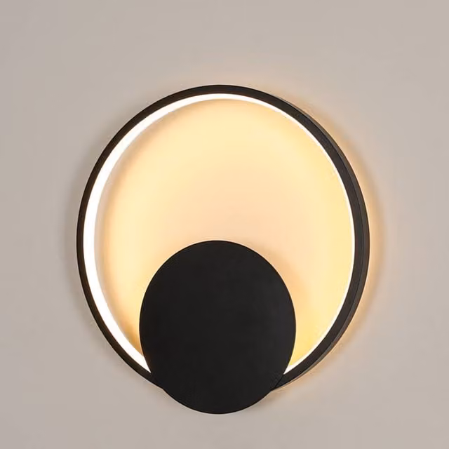 Pheashine Modern Round LED Wall Light, Black, Diameter: 31 cm – 1