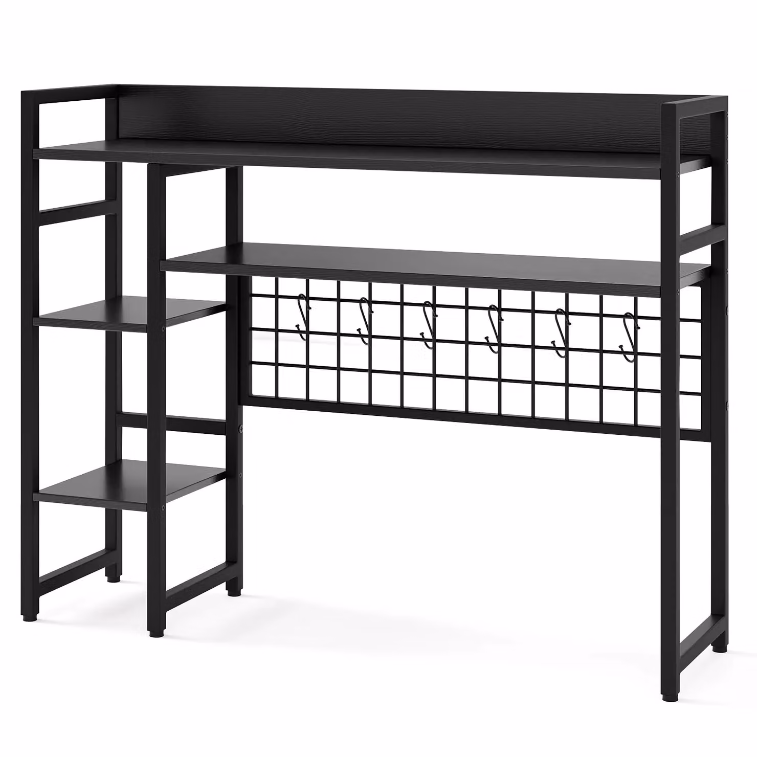 Gymax 4-Tier Metal Desk Shelf with Black Grid Panel and Matt Finish – 10
