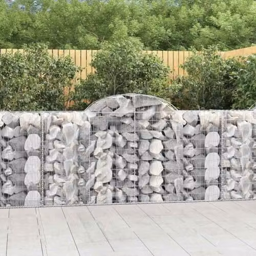 vidaXL Arched Gabion Baskets, 50 Pieces, Silver Galvanised Steel, W: 200 cm, D: 50 cm, H: 100/120 cm – 2