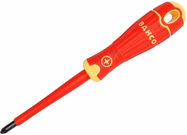 Bahco Red and Black Insulated Pozidriv Screwdriver Pz0 x 75mm