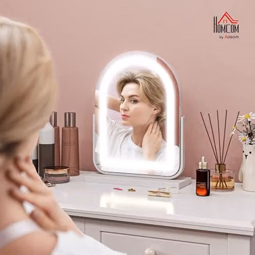 HOMCOM LED Vanity Dressing Table Mirror in White, W/H: 33 x 44.5 cm – 2