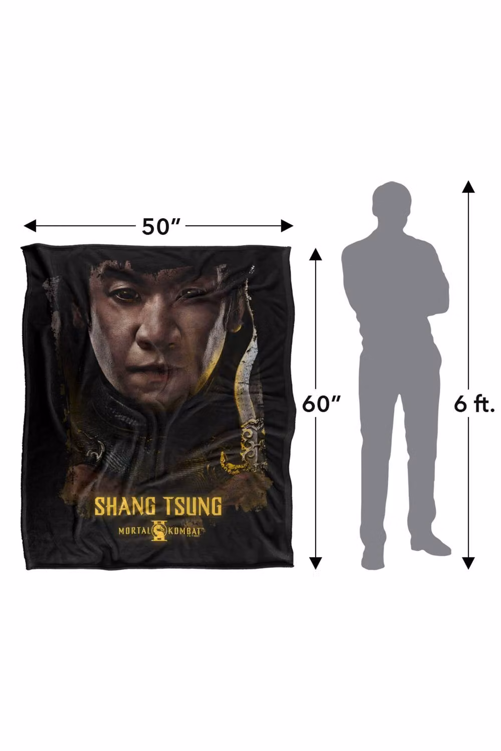 Warner Bros. Mortal Kombat 2 Shang Tsung Portrait Extra Large Super Soft Silky Touch Throw Blanket in Multicolour and Black – 3