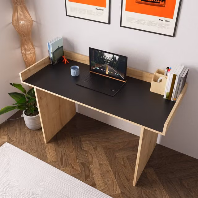 Bimossa Minimalist Writing Desk in Brown and Black