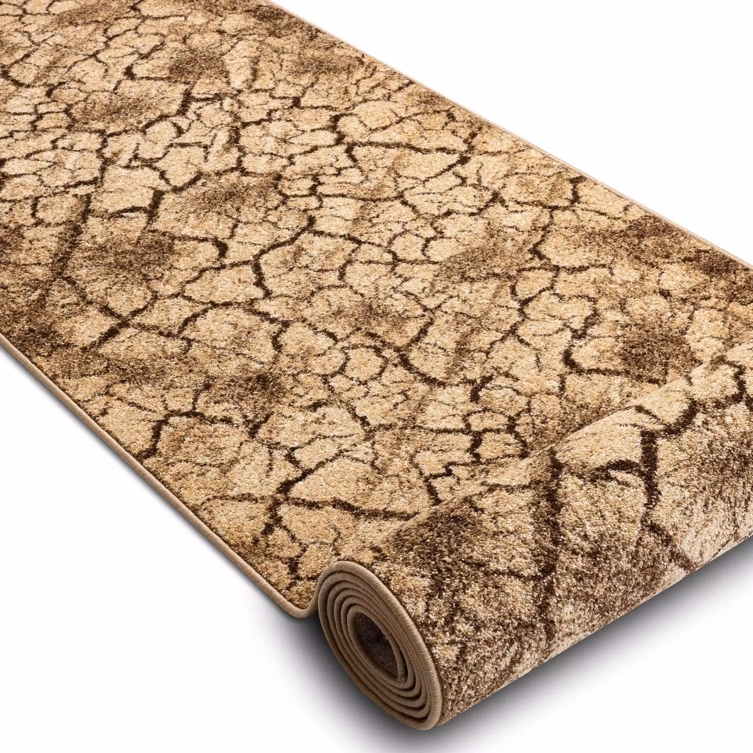 RugsX Karmel Terra Brown Abstract Modern Runner Rug, W: 120 cm, L: 400 cm – 2