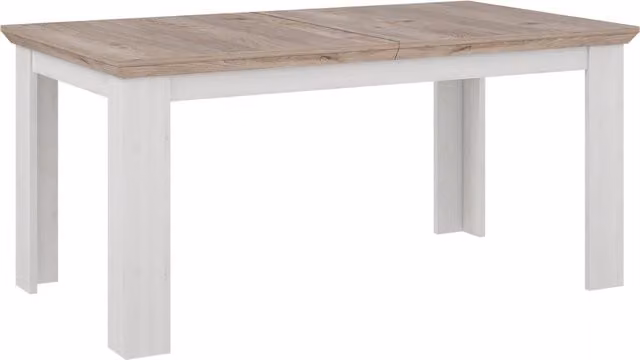 Illopa Extendable Rectangular Dining Table in Snowy Oak and White
