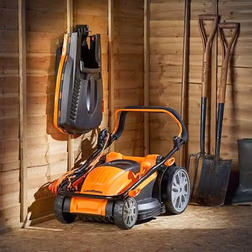 LawnMaster 1800W Electric Lawnmower in Orange with Mulching Kit and Collection Bag – 8