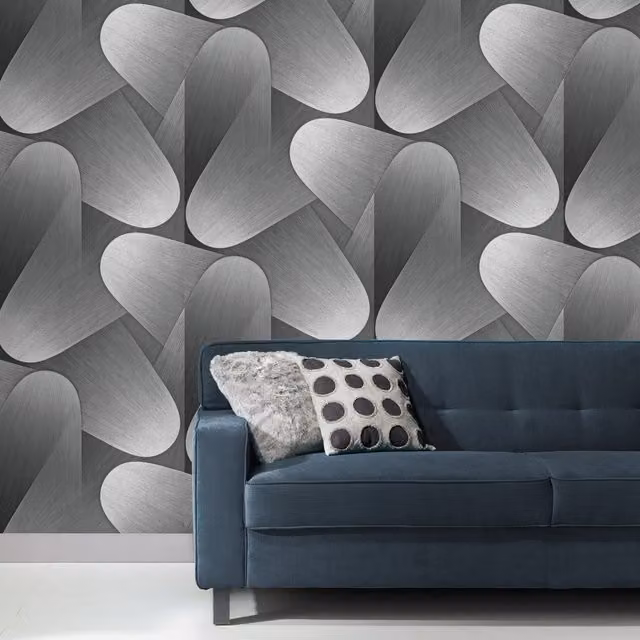 Erismann Allure Luxury Retro Silver Abstract Geometric Vinyl Wallpaper