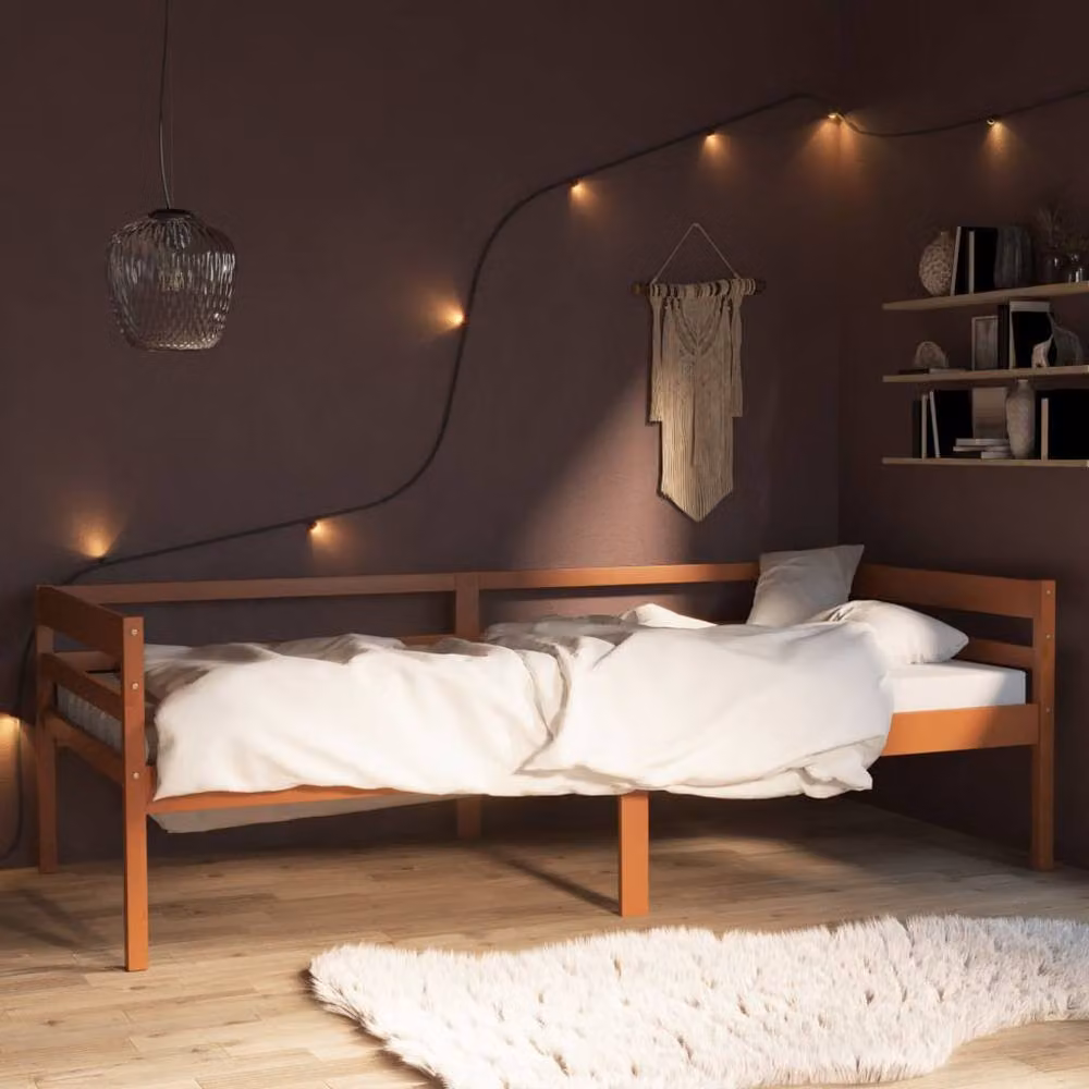 Berkfield Home Solid Pinewood Bed Frame, Honey Brown, W: 90 cm, D: 200 cm – 2