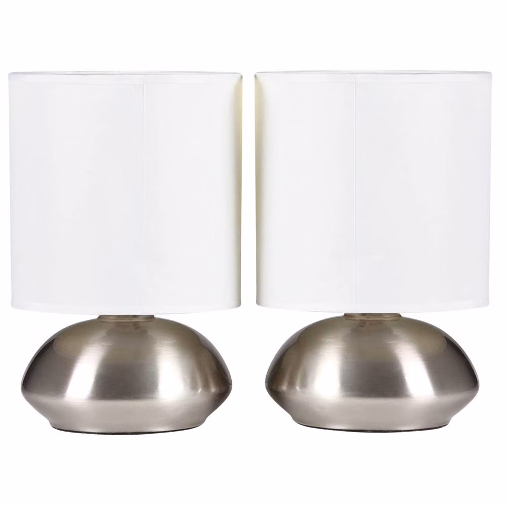 K LIVING Dimmable Touch Table Lamps in Chrome and White – 2