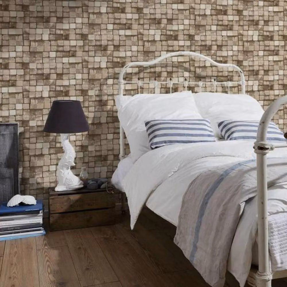 A.S. Création Brown Geometric Abstract Rustic Textured Wallpaper Roll – 3