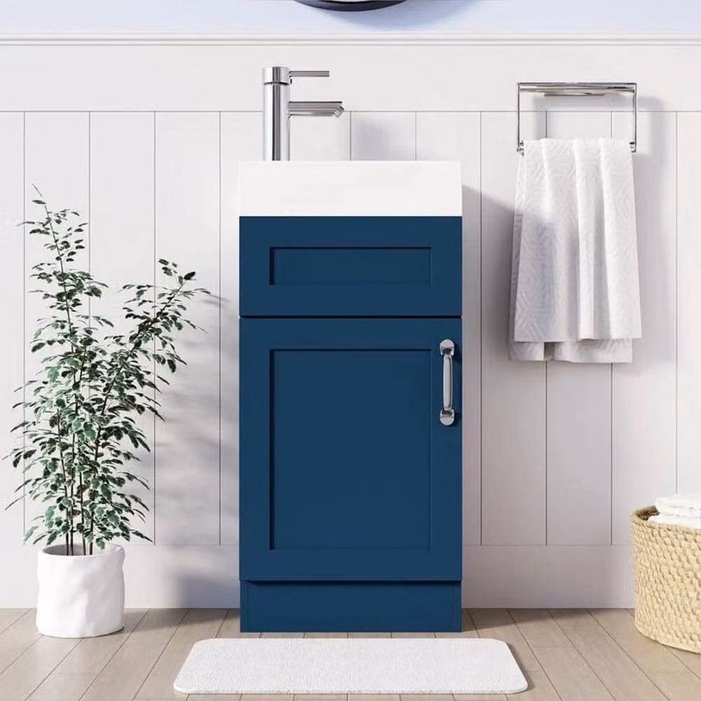 FORGEVIO Crawley Blue Freestanding Bathroom Vanity Unit with Hinged Doors and Internal Shelves – 3