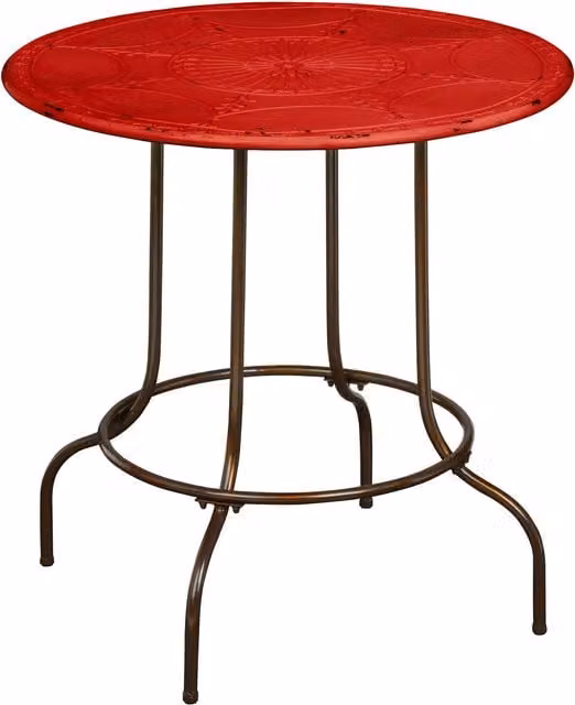 Orsina Industrial Style Red Metal Square Table, H 78 x W 77 x D 77 cm