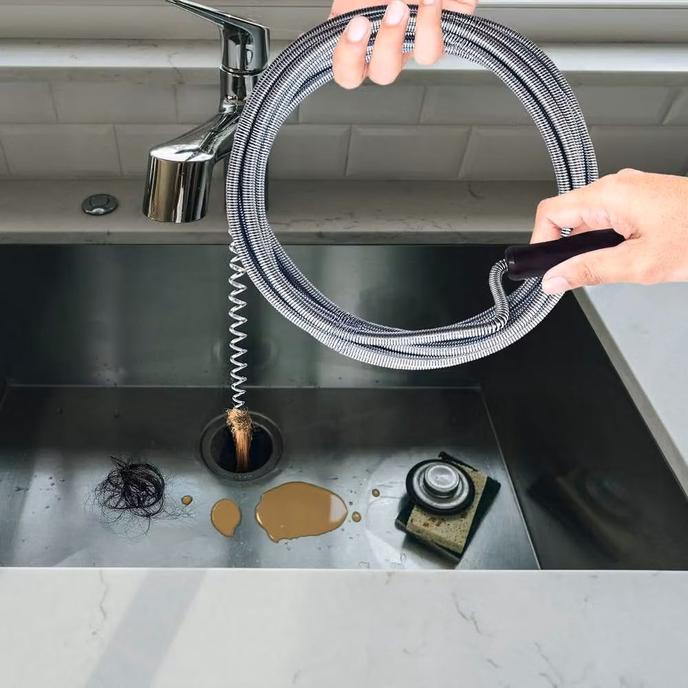 BARGAINS-GALORE 2 Pack Drain Cleaner Rods for Unblocking Waste Pipes, Sinks and Toilets, Metallic Silver – 2