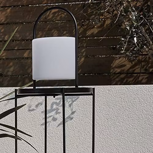 MiniSun Contemporary Black Metal Wire Lantern Table Lamp with Rechargeable RGB LED Cylinder Shade – 3