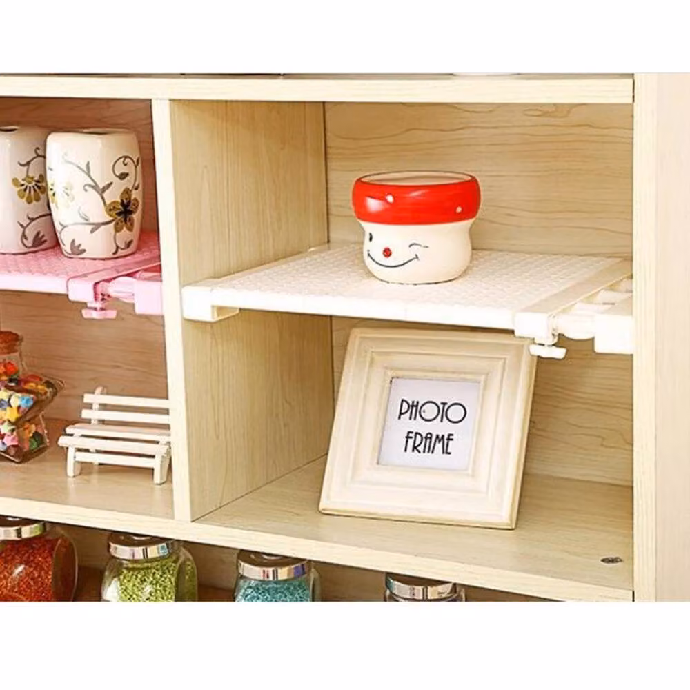 FORGEVIO Extendable Cupboard Storage Shelf Insert, White, W: 38-55 cm – 3
