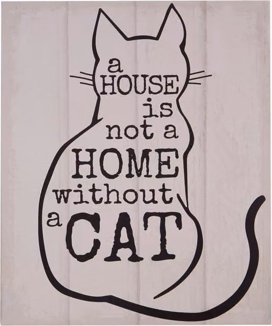 Maison by Premier Madera Cat Wood Wall Plaque in Beige, Black and White