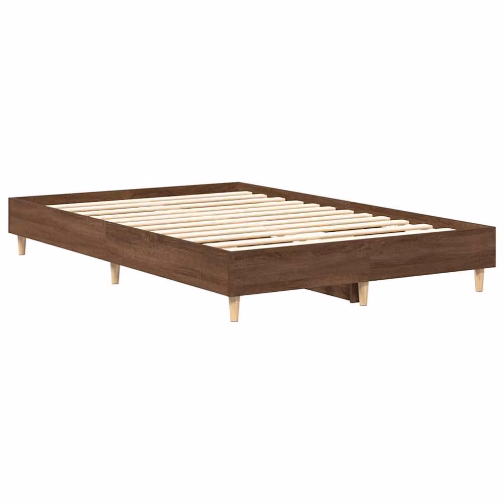 Berkfield Home Double Bed Frame in Brown Oak, Engineered Wood, W/D/H: 135 x 190 cm – 3