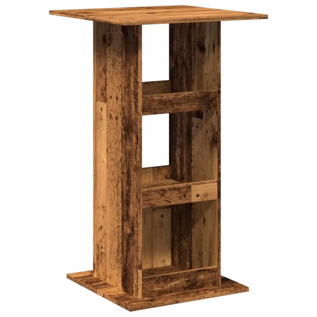 Berkfield Home Bar Table with Storage in Brown Old Wood, W/D/H: 60 x 60 x 102 cm – 2