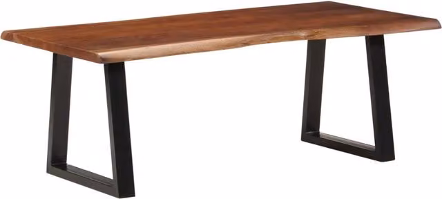 Berkfield Home Honey Brown Acacia Solid Wood Coffee Table with Live Edge, W/D/H: 110 x 55 x 40 cm
