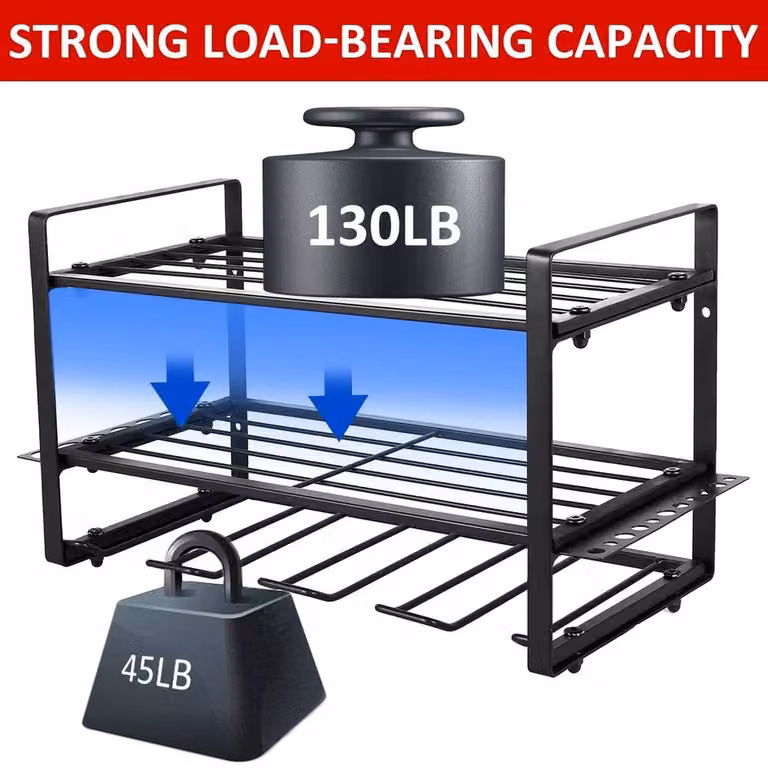 Havendro Wall Mounted Heavy Duty Metal Power Tool Storage Rack and Drill Holder in Black