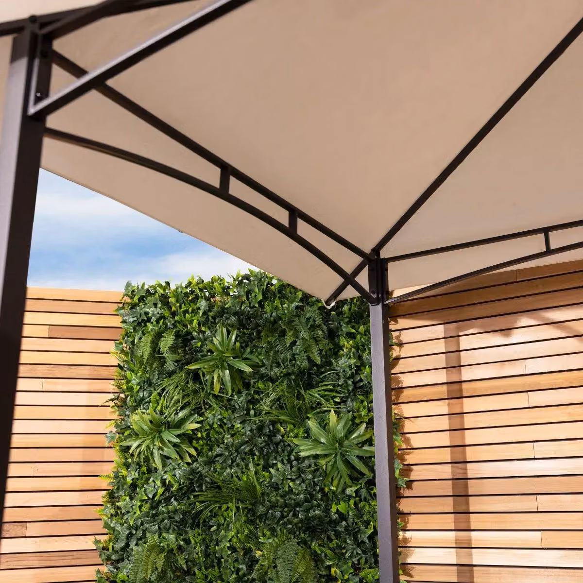 Charles Bentley Steel Grill Gazebo Outdoor Tent Shelter in Beige and Grey – 3