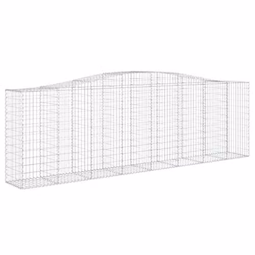 vidaXL Set of 8 Arched Gabion Baskets in Silver Galvanised Steel, W/D/H: 400 x 50 x 120/140 cm – 1