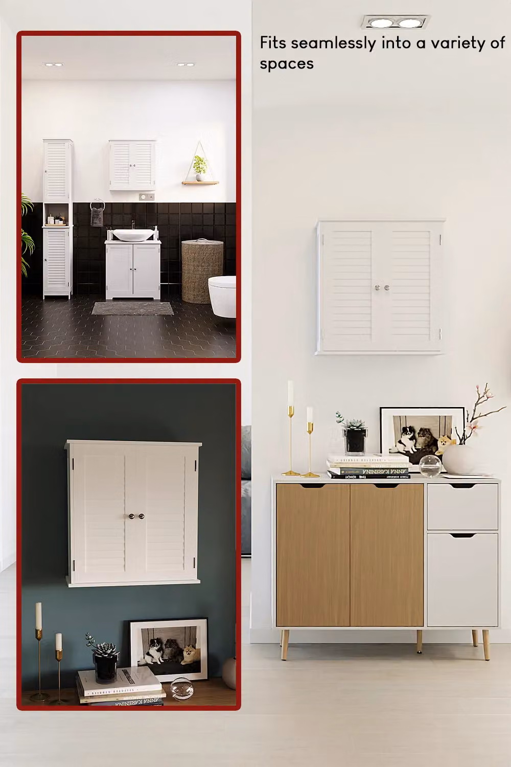 Home Discount Bath Vida Liano White 2 Door Wall Mounted Bathroom Storage Cabinet with Internal Shelves – 2