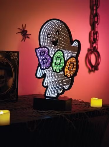 Smart Garden BooFinity Light Multicolour LED Ghost Halloween Decoration with Infinity Mirror Effect, Height: 28 cm