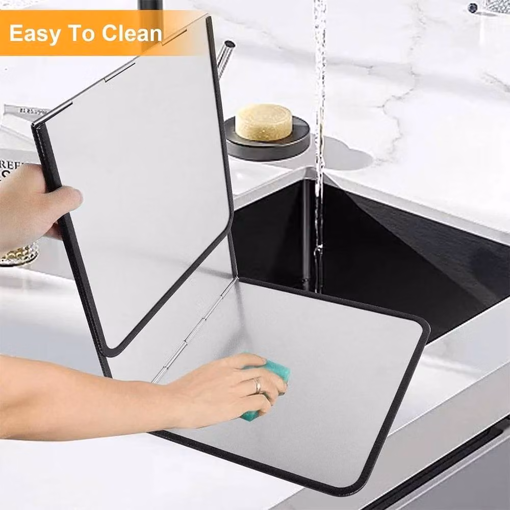 NESTLUNE Silver Folding Kitchen Splatter Screen Stove Shield-Guard, W: 100 cm, H: 15 cm, D: 15 cm – 4
