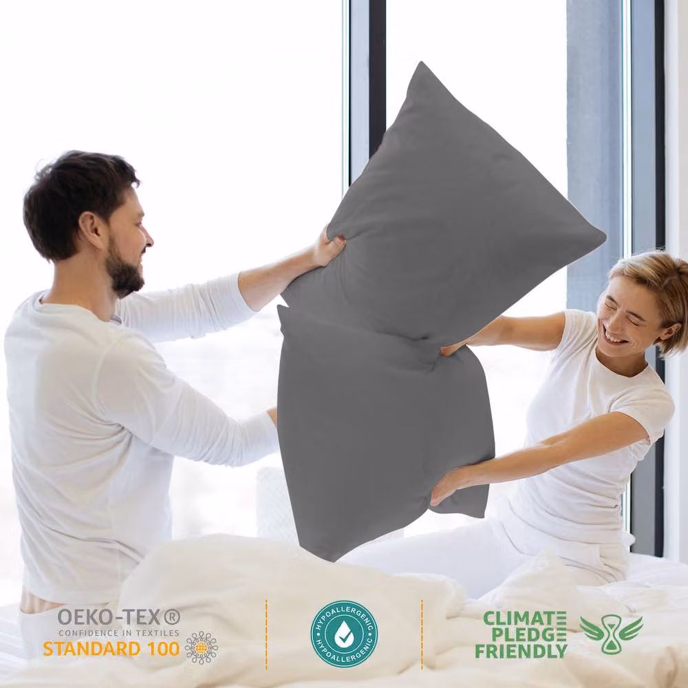 Grace 300 Thread Count 100% Egyptian Cotton Pillowcase 4 Pack with Envelope Closure in Charcoal Grey – 3