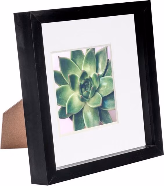 Nicola Spring Black Square 3D Box Photo Frame with Glass and Plastic Mount, W/H: 20.32 x 20.32 cm