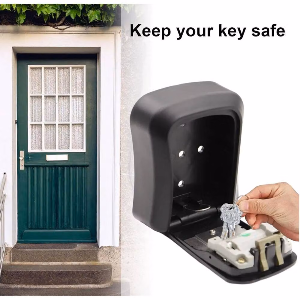 NESTLUNE Wall Mounted 4 Digit Combination Key Safe in Black – 3