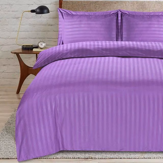 Casabella Purple Striped Duvet Cover and Pillowcase Set, 200 x 200 cm