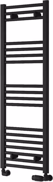 Bathroom Kingdom Capo Black Straight Heated Towel Rail, W: 120 cm, D: 40 cm