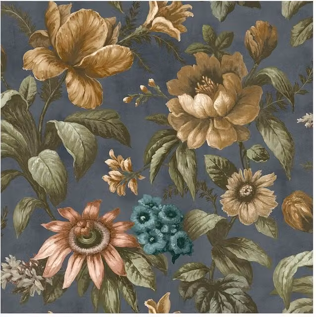 Superfresco Easy Gardenia Archival Blue Botanical Floral Wallpaper, Width: 52 cm