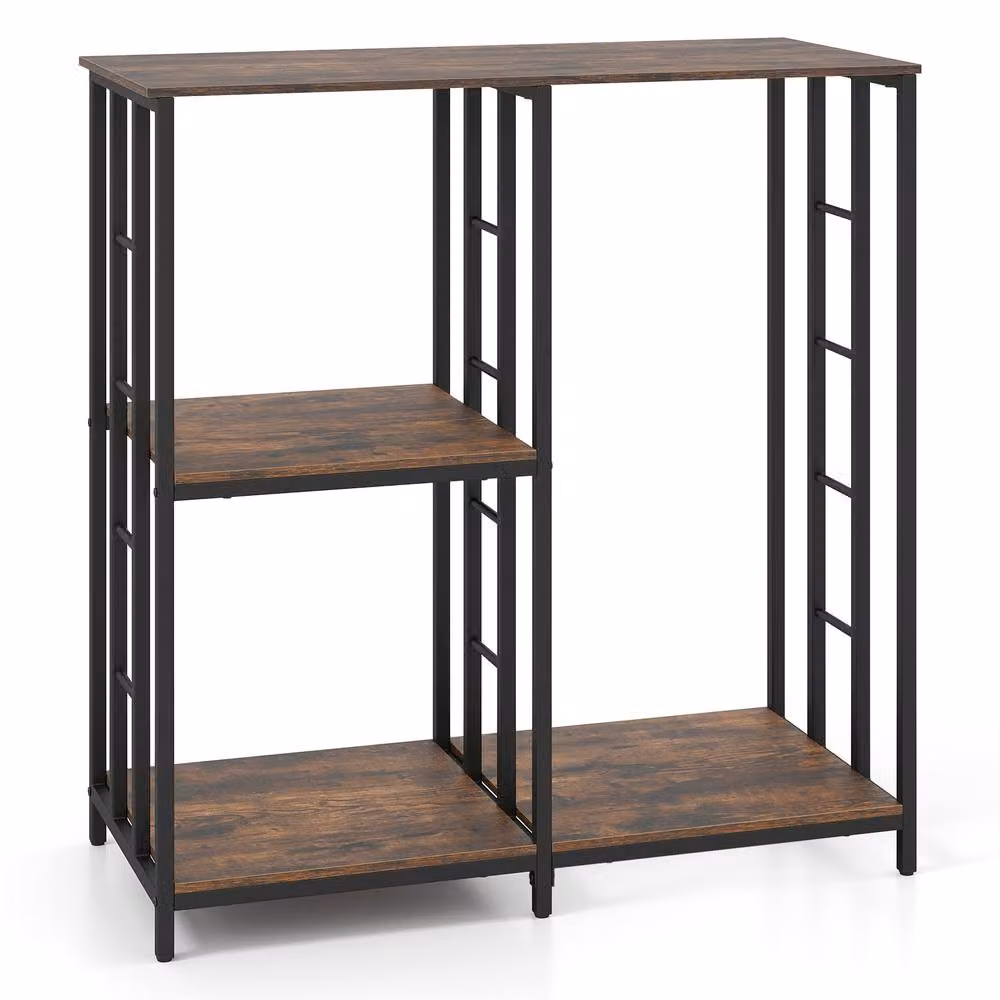 Costway Kitchen Baker's Rack and Mini Fridge Stand with 4 Shelves in Brown – 2