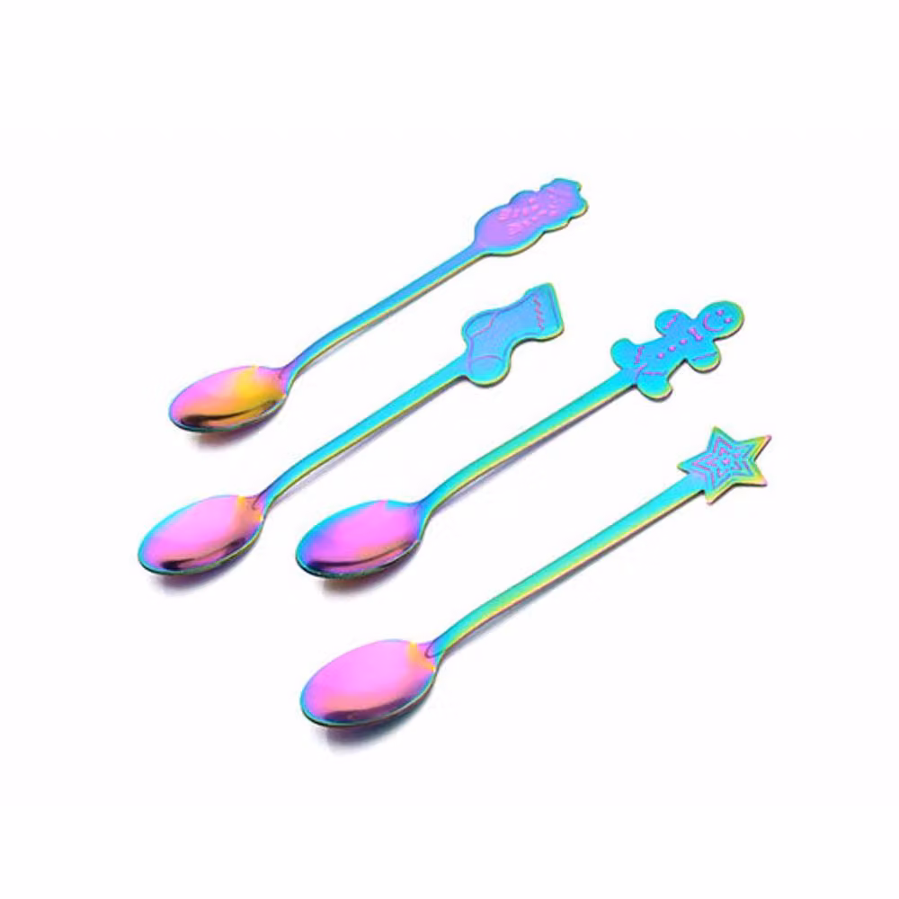 Lovii Polished Stainless Steel Rainbow Dessert Teaspoon Set of 4 Multicolour – 2